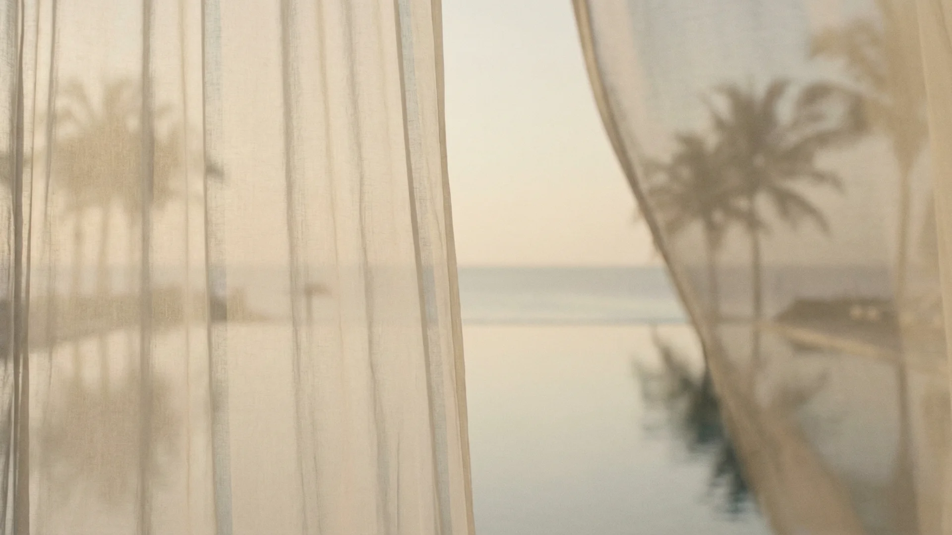 Elegant curtain interior with ocean view